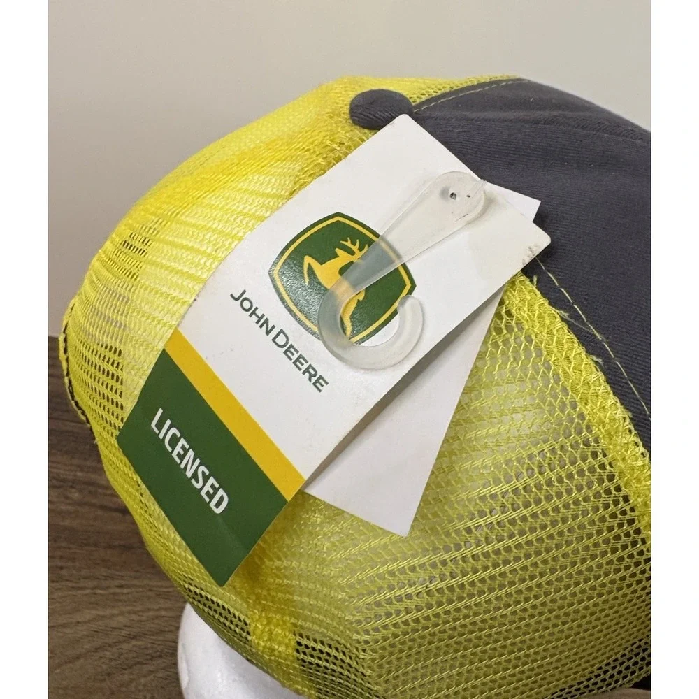 John Deere Mesh Trucker Gray And Rubber Bill Yellow Mesh Back Tags